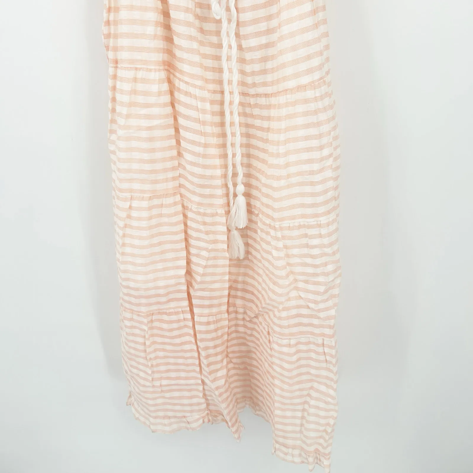 Moon River Womens Milkmaid Resortwear Poplin Striped Puff Sleeve‎ Midi Dress M - Image 4