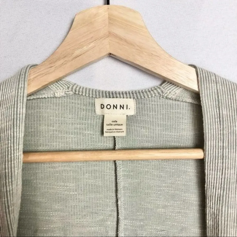 Anthropologie DONNI One Size Ribbed Cardigan Sweater Coat with Pockets OSFA Tan Size M - Image 7