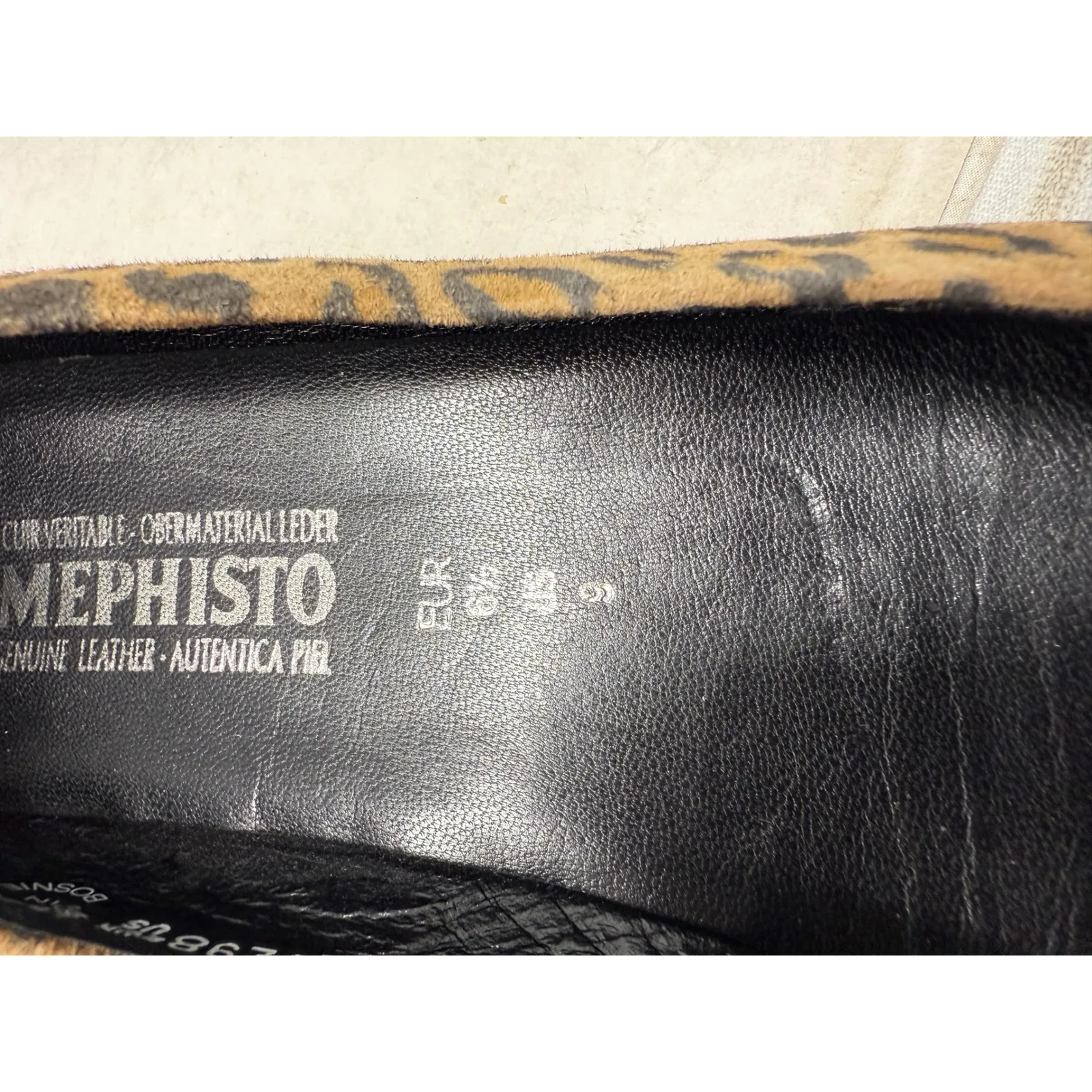 Mephisto Leopard Print Ballet Flats Women Size 9 Genuine Leather Slip On Shoes Brown - Image 3