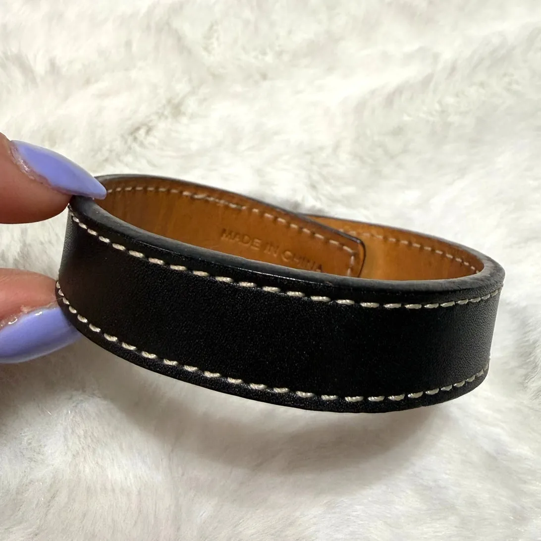 y2k COACH Vintager Leather Black Snap Bracelet - Image 3