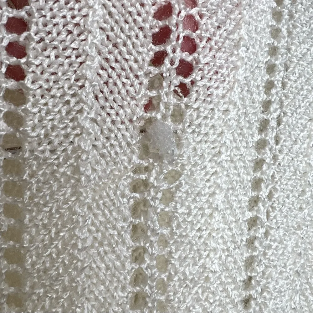 Vintage Billie Jo Open Knit Pastel Sweater Fits like a medium Blue Pink Chevron - Image 5