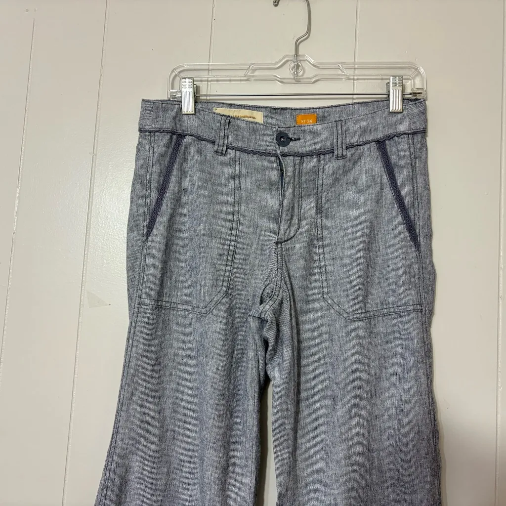 Pilcro & The Letterpress Wide Leg Linen Blend Pants Tailored Gray Size 4 - Image 6