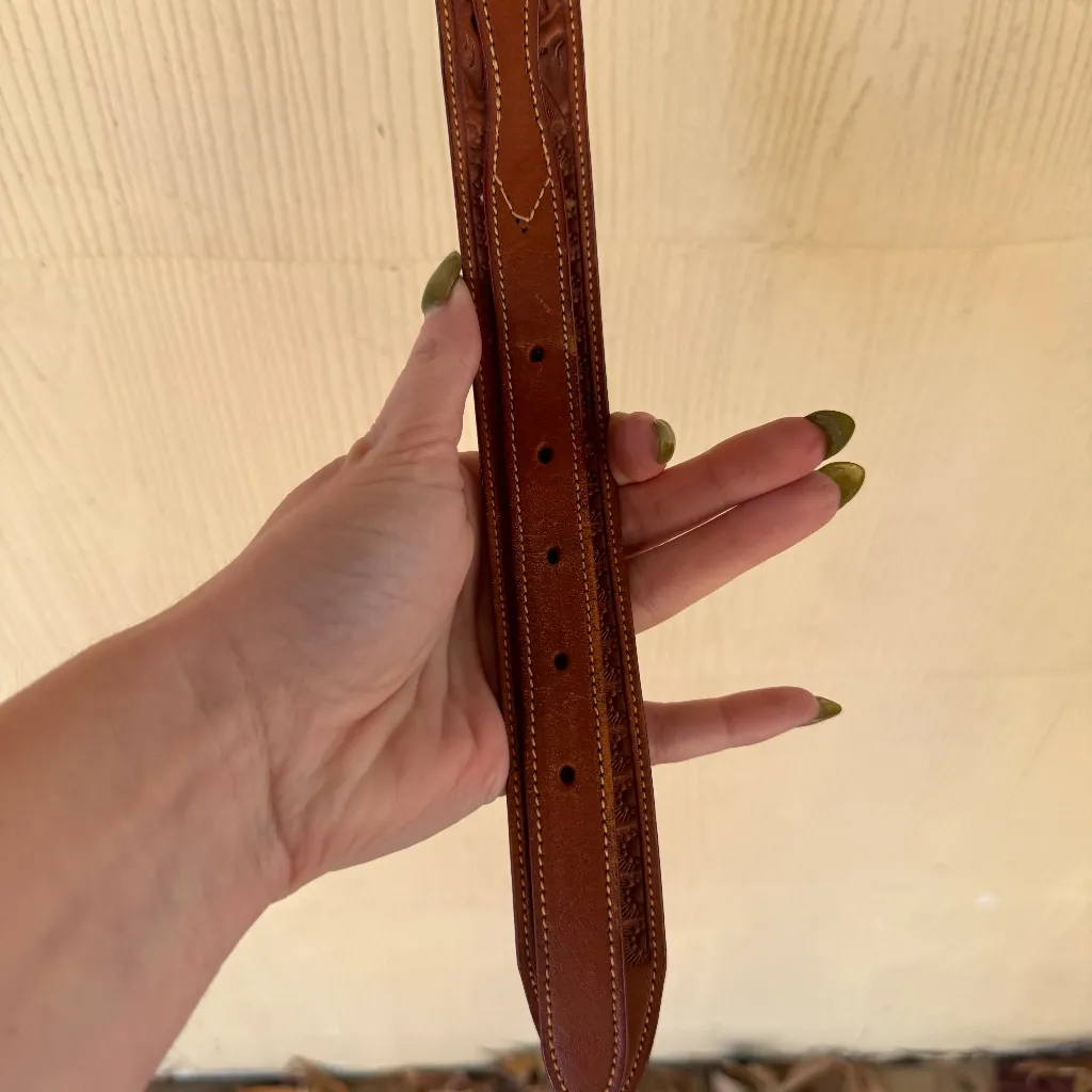 Texas Ranger by Tex Tan Tooled Cowhide Belt Brown - Image 3
