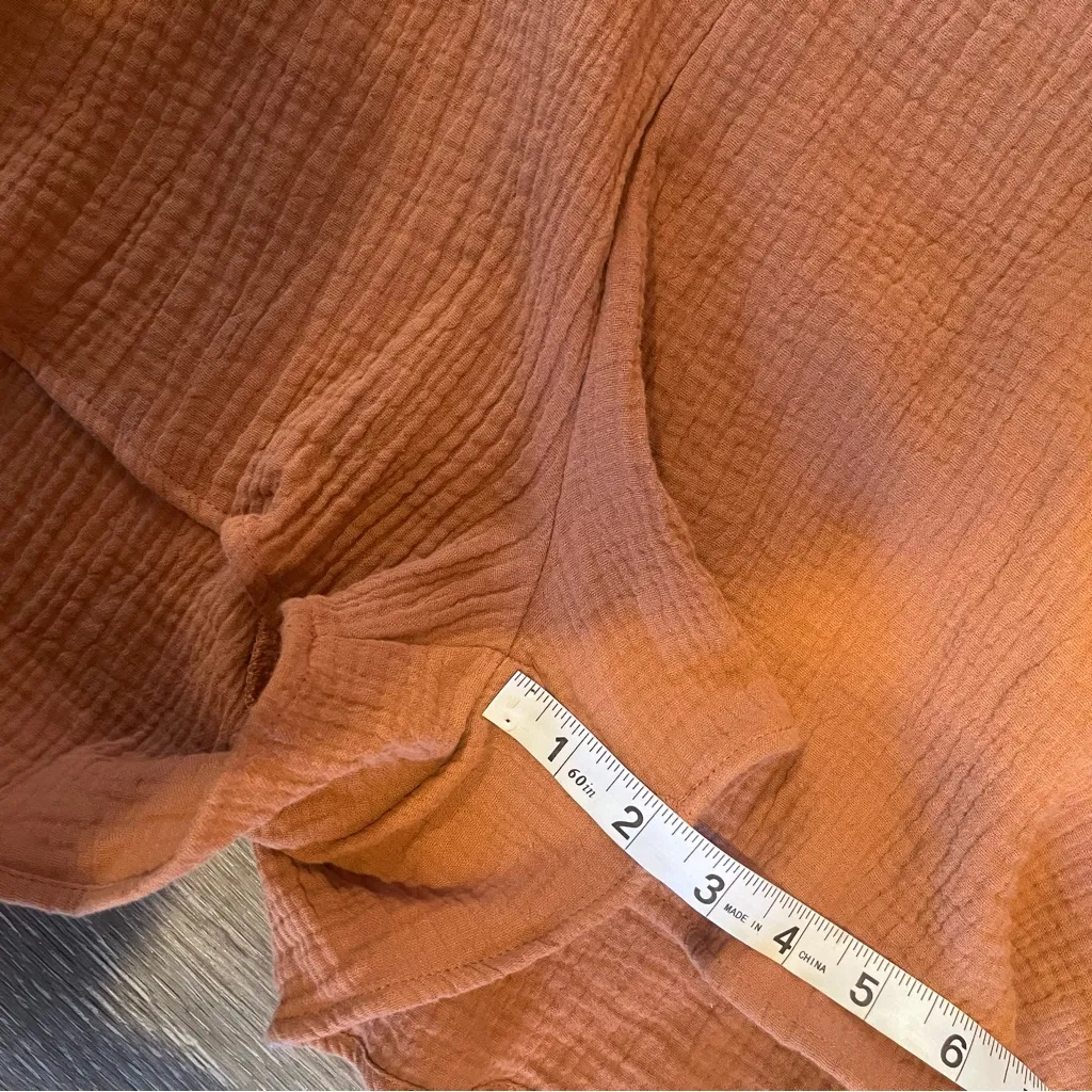 Bucketlist Mocha Having A Blast Oversized Romper 100% Cotton Women’s Size Small Orange - Image 4