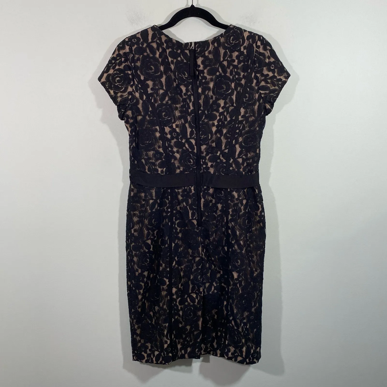 Taylor Women's Black Overlay Lace Short Sleeve Sheath Dress Size 8 - Image 2