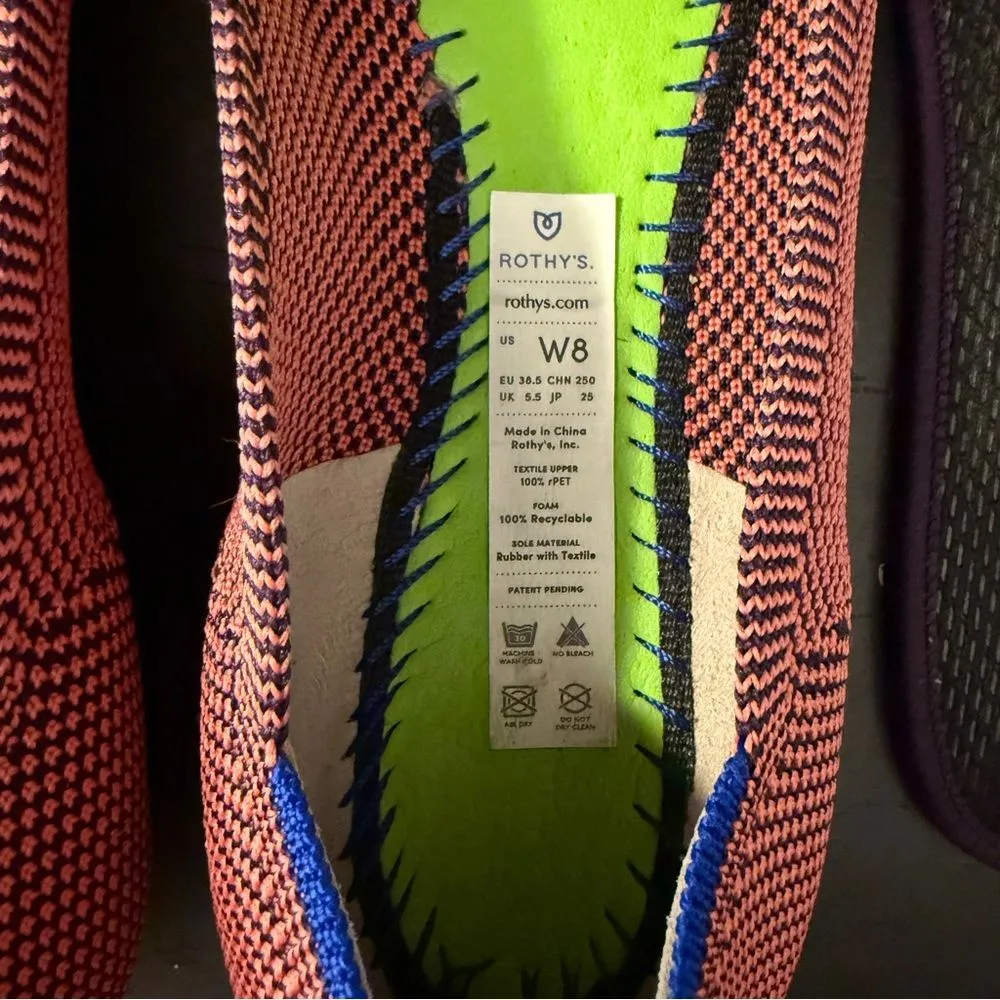 Rothy’s The Point Retired Optic Rose Double Stitch Ballet Flats Women’s Size 8 - Image 6