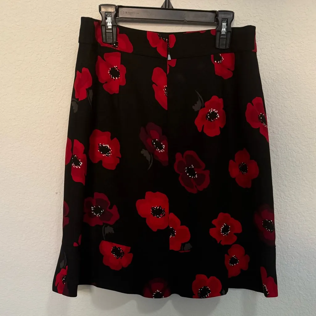 KATE SPADE Poppy Tiered Ruffle A-Line Skirt Black and Red Size 2 - Image 7