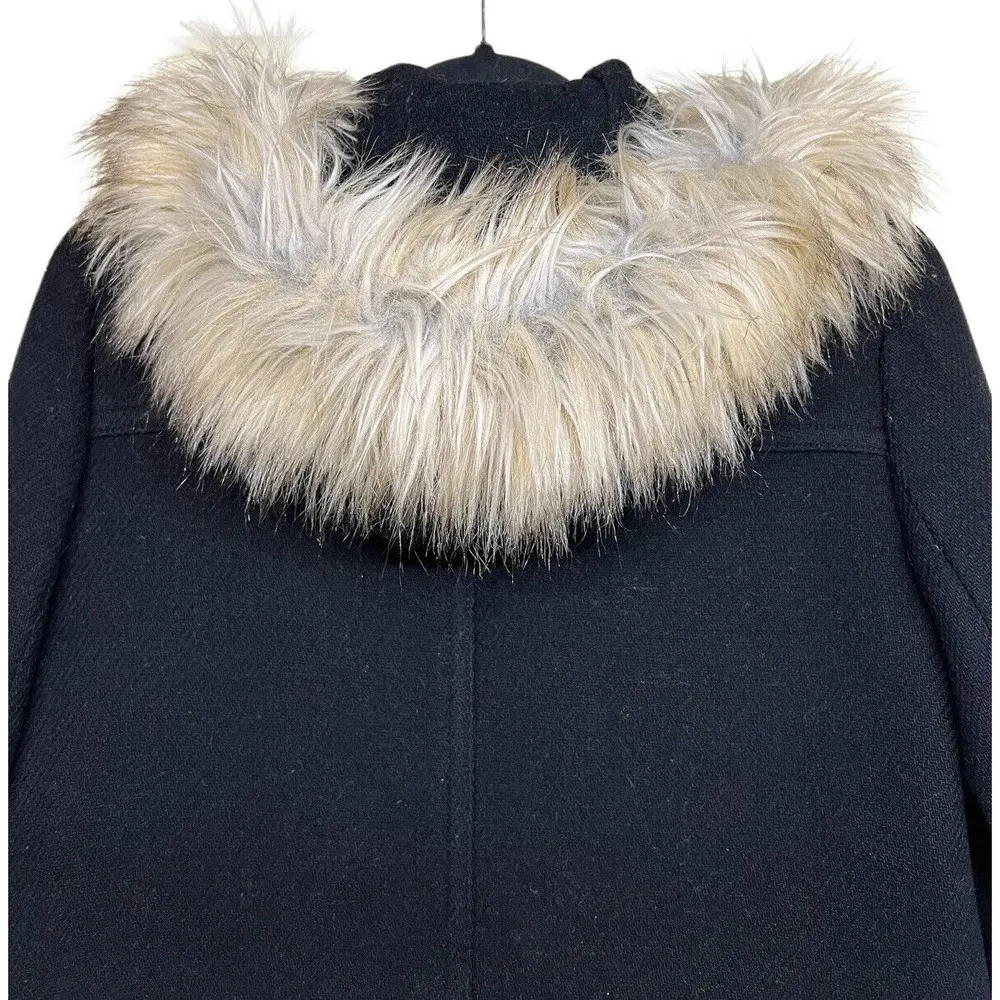 J. Crew Stadium Cloth Nello Gori Chateau Parka Wool Coat Hooded Black Women’s 6 - Image 4