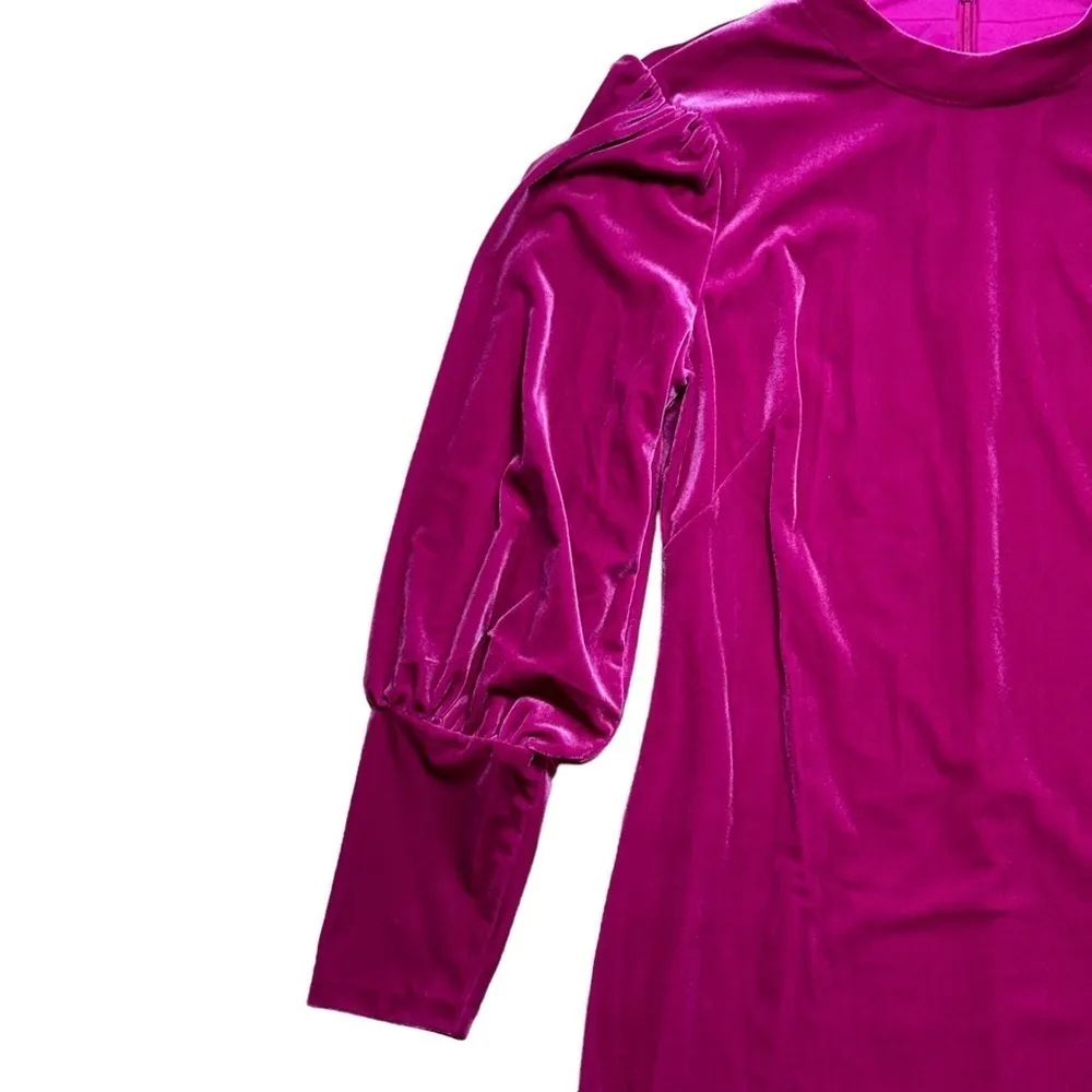 Aidan Mattox Hot Pink Velvet Short Sheath Cocktail Dress US 12 - Image 3