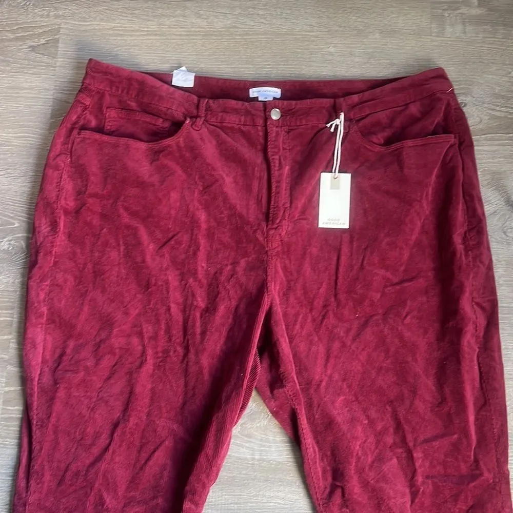 NEW Good American Plus Good Classic Corduroy Slim Straight Leg Pants - Image 4