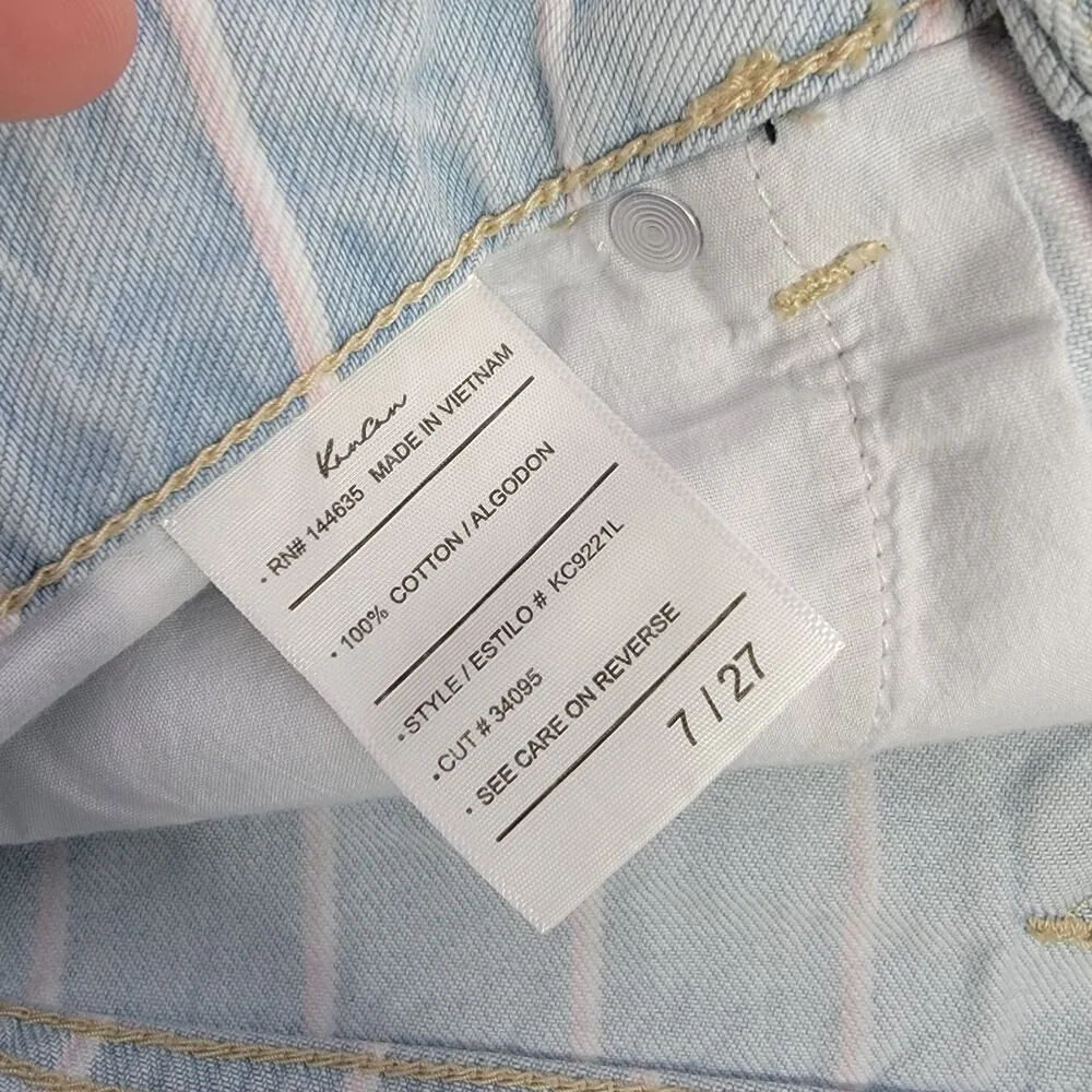 Kancan High Rise Stripe Mom Jeans Blue Size 27 - Image 10