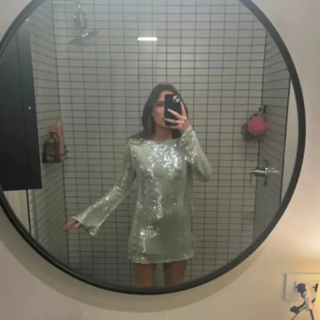 RARE LONDON Glazed Open Back Mini Dress in Mint Green Size US 4 - Image 12