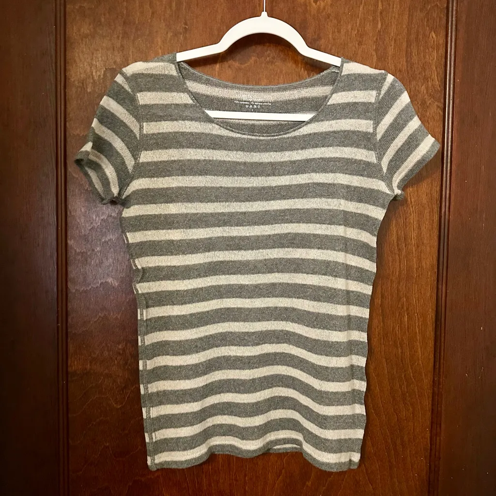 Majestic Filatures Deluxe Cashmere Sweater Tee XS Gray - Image 2