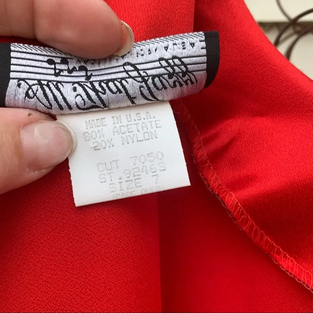 Vintage 80s Red All That Jazz wiggle dress belted ruched hips Size 7 - Image 11