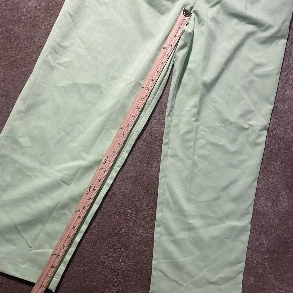H&M Pants Womens Large Light Green Wide Leg High Rise Trousers Old Money Stretch - Image 7