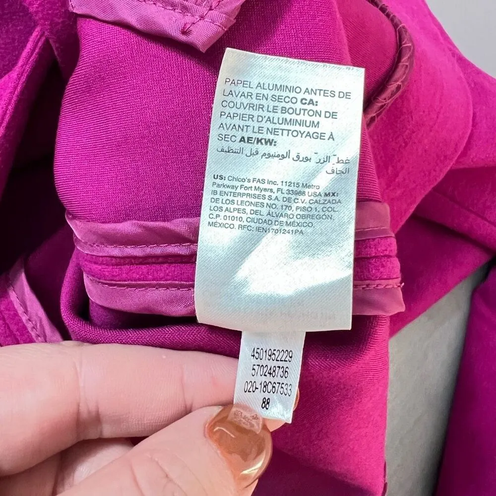 Chico's Hot Pink One Button Notch Lapel Micro Fiber Blazer Jacket Size 0 - Image 9