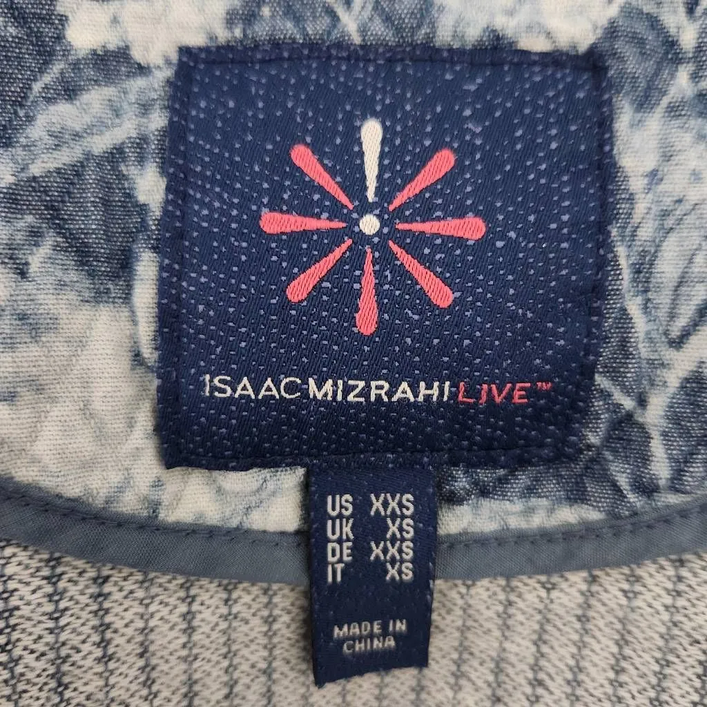 Isaac Mizrahi Blue Floral Quilted Jacket Size XXS Blue Botanic Print Jacket - Image 6