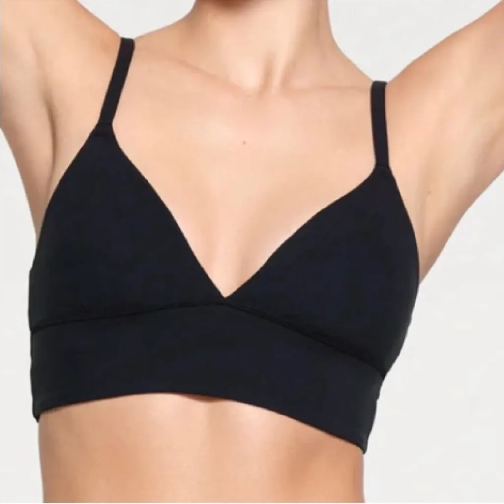 Skims Fits everybody LongLine Triangle Bralette Onyx size S - Image 2