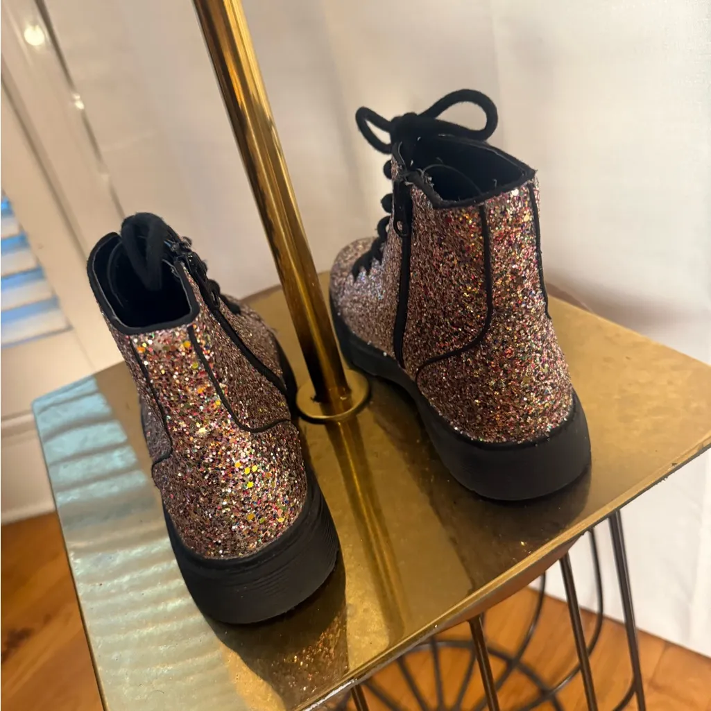 Sparkly Glitter Combat Boots SZ 5 | Target | Side Zipper - Image 2