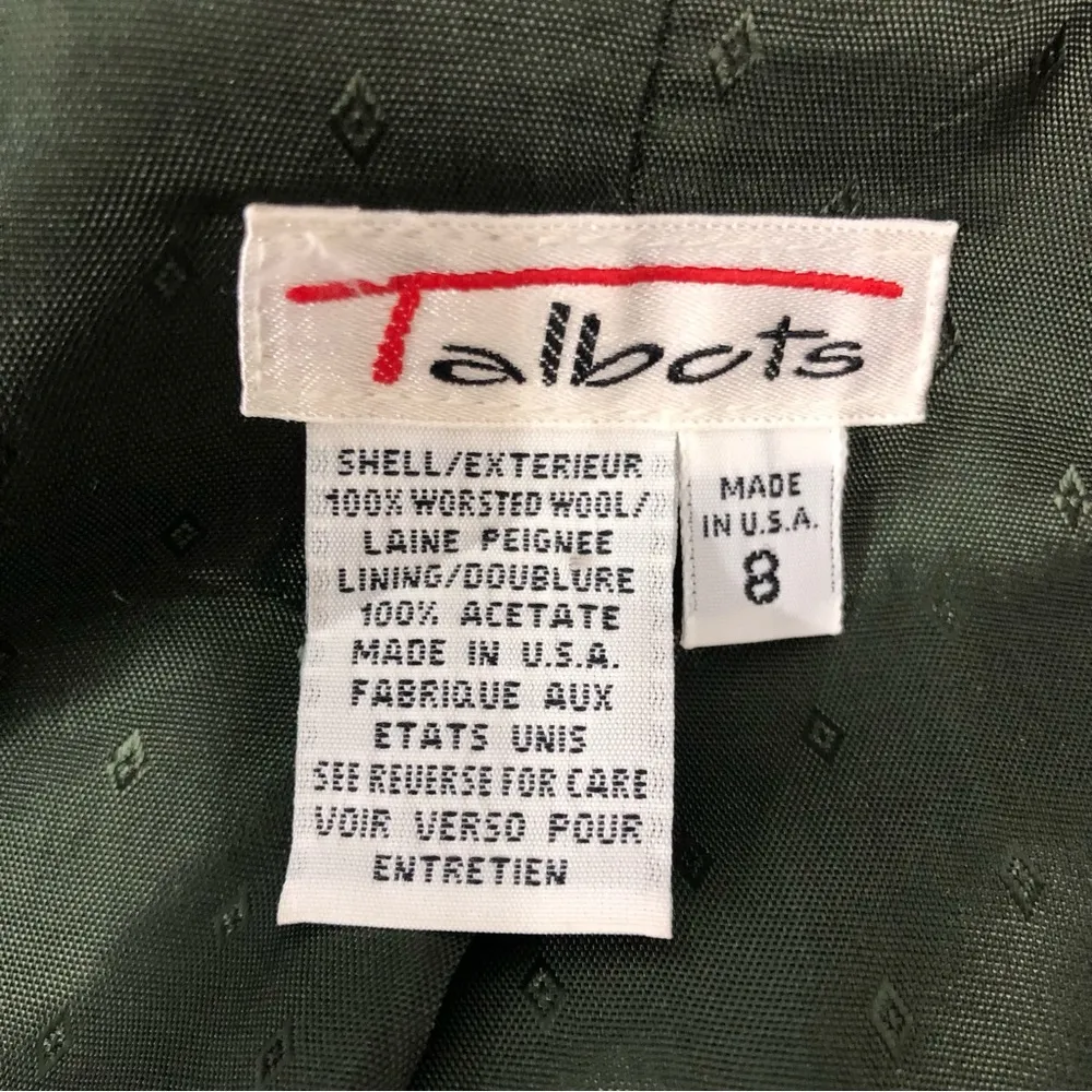 Talbots military green wool jacket blazer short suit set top size 8 shorts sz 10 - Image 13