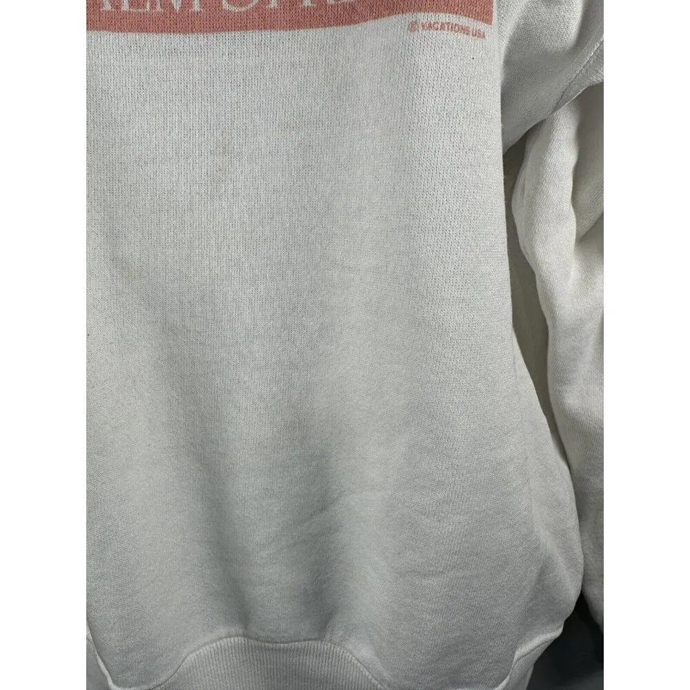 HANES Vintage Large Sweatshirt Palm Springs Pastel Graphic White USA Desert CA - Image 11