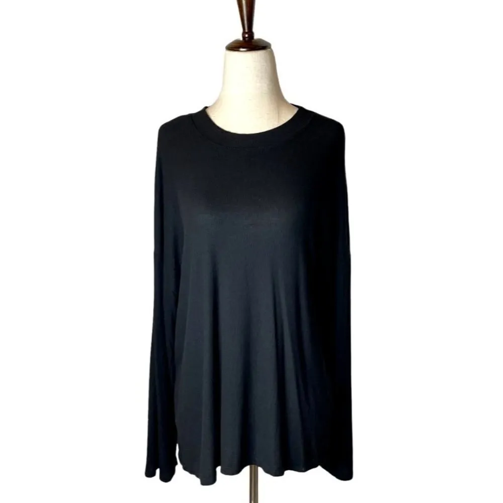 Lulus  Mercurio Black‎ Loose Ribbed Drop Shoulder Long Sleeve Top Size S - Image 2