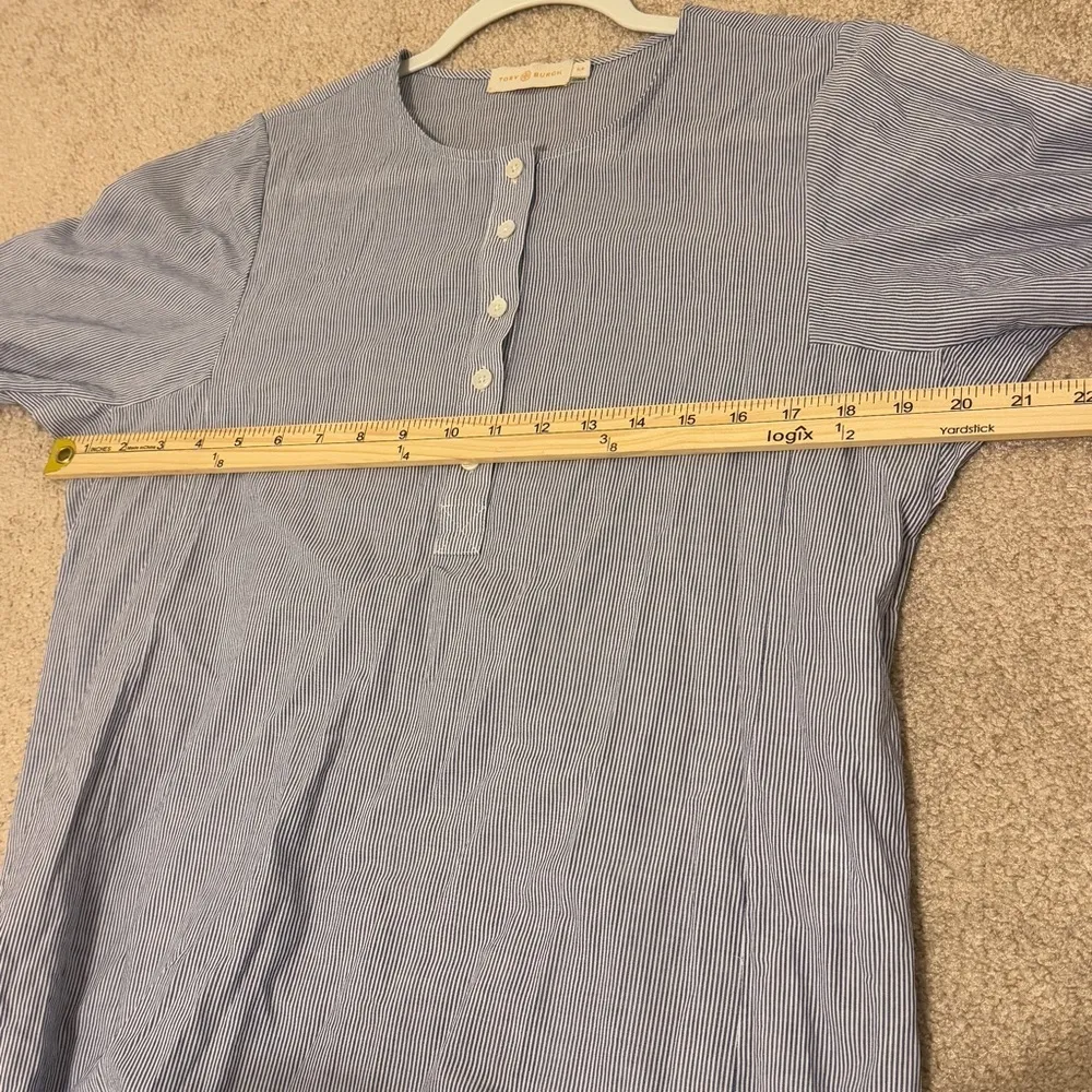 TORY BURCH Cover Up Striped Tunic Size Small Tassel Cotton Beach Swim Top Blue - Image 8