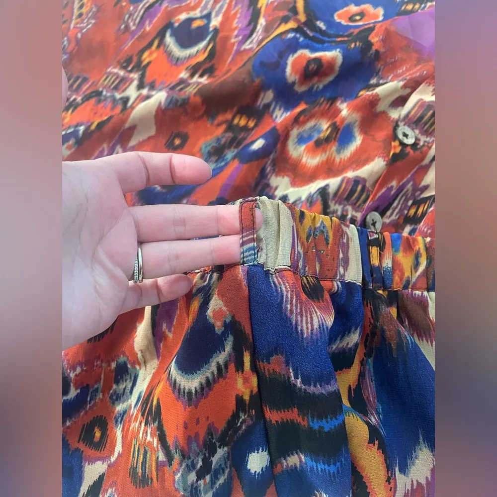 Live 4 Truth  Abstract Boho Hippie Midi Skirt Lined Size 1 Button Front - Image 8