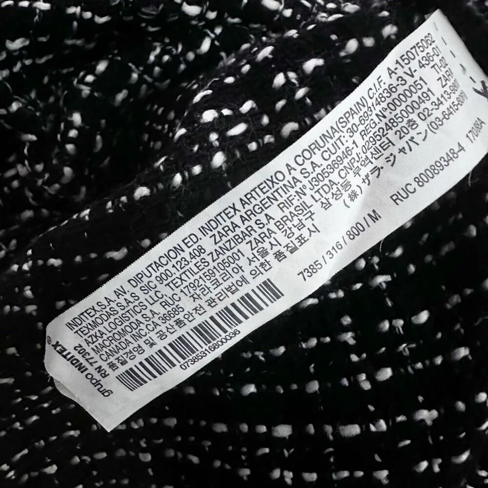 ZARA | TRF Collection Black White Tweed Shift Dress Gold Buttons Mini | Medium - Image 16