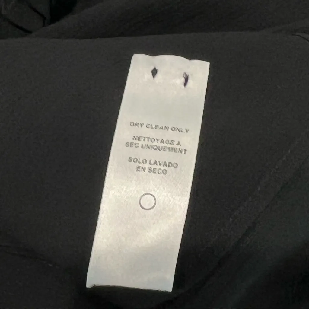 Frame 100% Silk Pleated Ruffle Trim Long Sleeve Blouse Large Sheer V Neck Black - Image 10