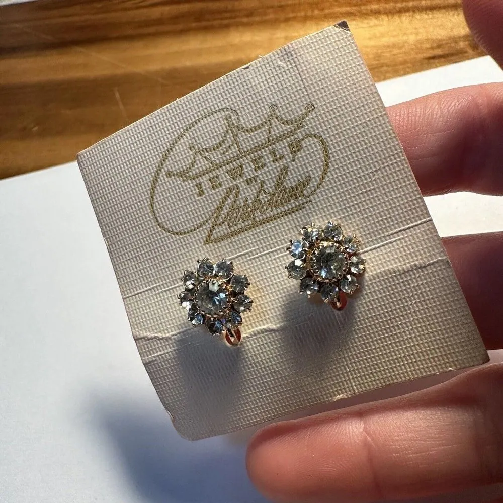 Jewels By Park Lane Gold Tone / Rhinestone Clip On Non Pierced Earrings NWT - Image 6
