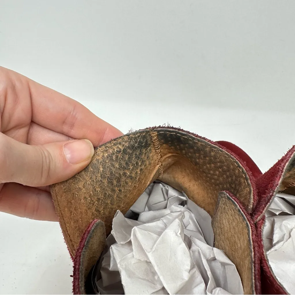 Revolve CHIO Suede Leather Zip Booties Red Size‎ 39 Size 8.5 - Image 6