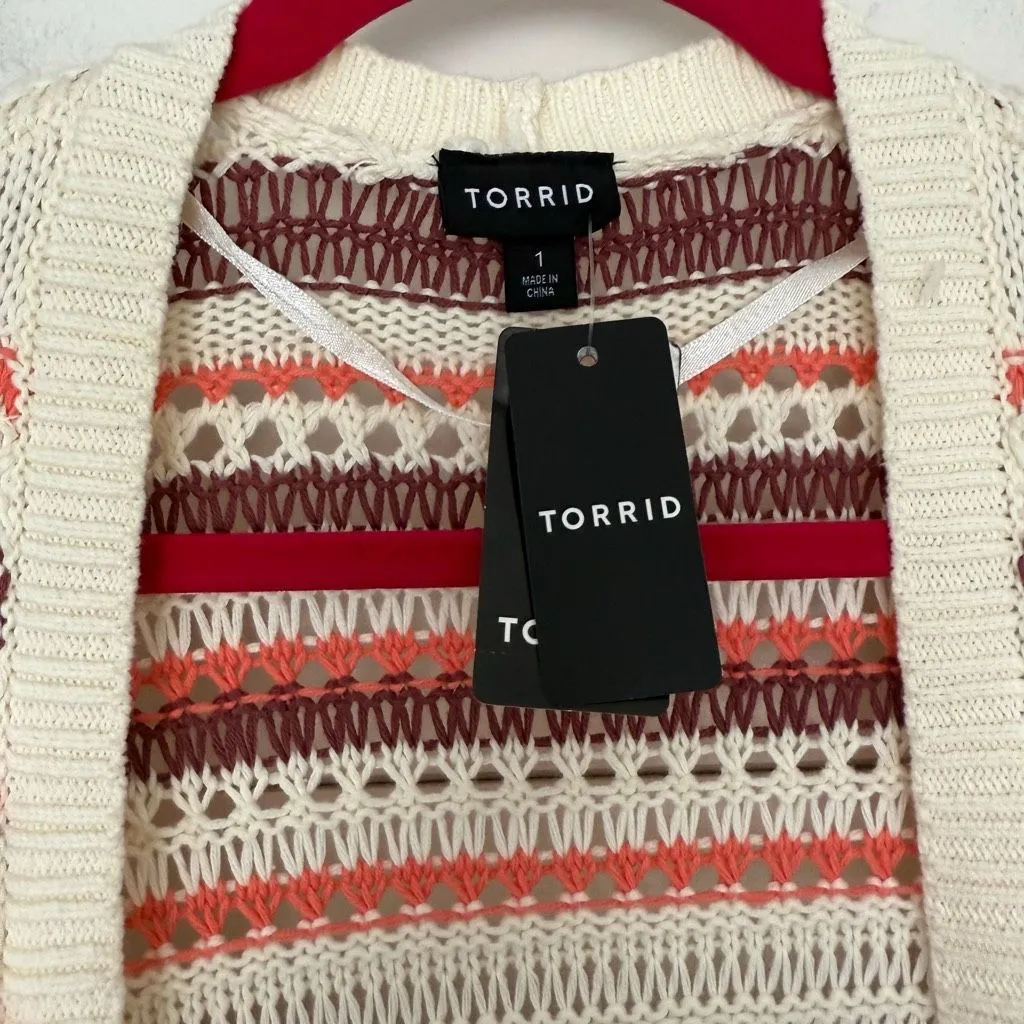 Torrid Women’s 1X Kimono Cardigan Striped Sweater New - Image 3
