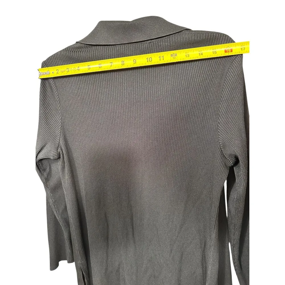 Exclusively Misook Petite Black Open Front Knit Cardigan Size Small - Image 3