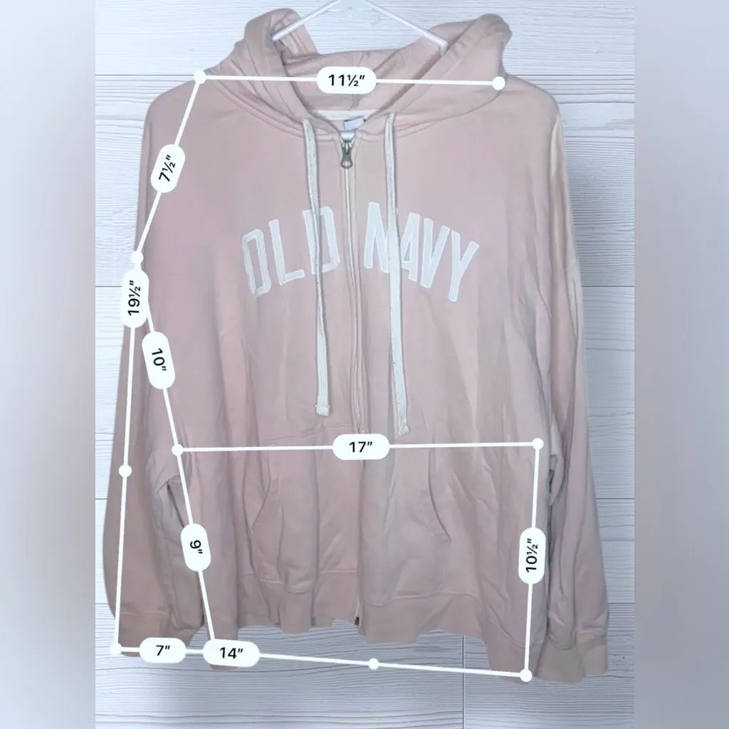 OLD NAVY Women’s Plus Size Baby Pink Embroidered Casual Zip Up Hoodie - Image 7