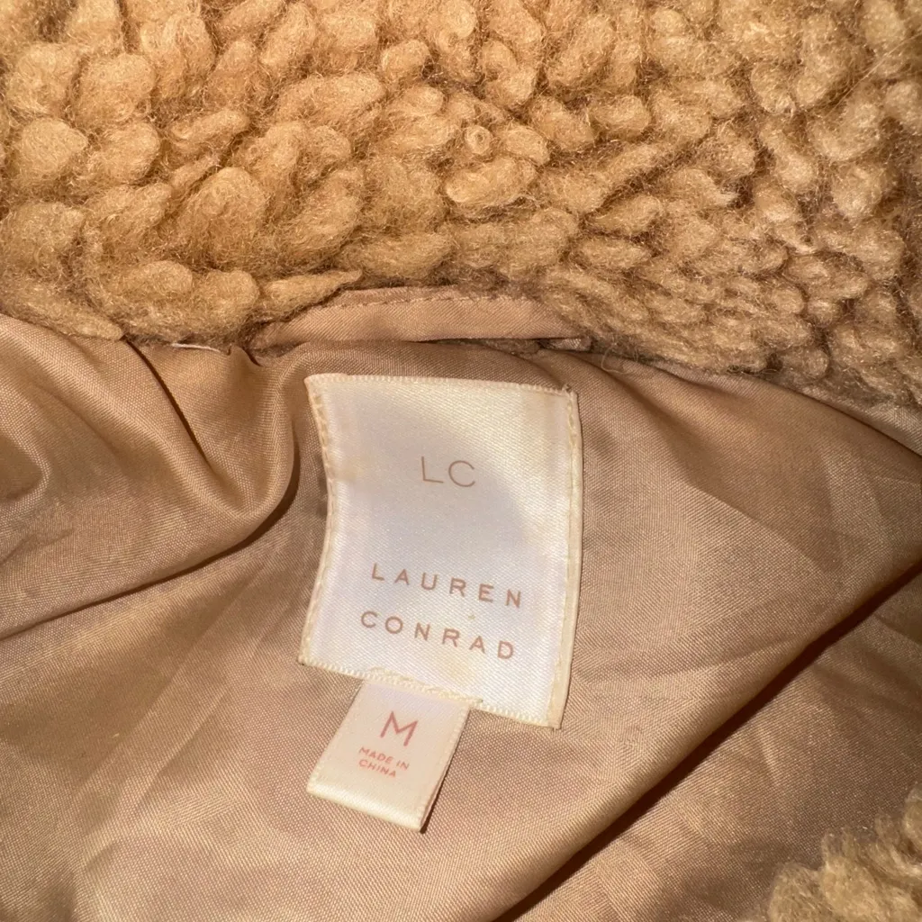 Lauren Conrad Teddy Coat Sherpa Toggle Jacket Size Medium - Image 5