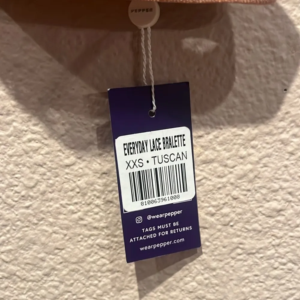 New Pepper Everyday Lace Bra Size XXS Tuscan Color NWT Tan - Image 2