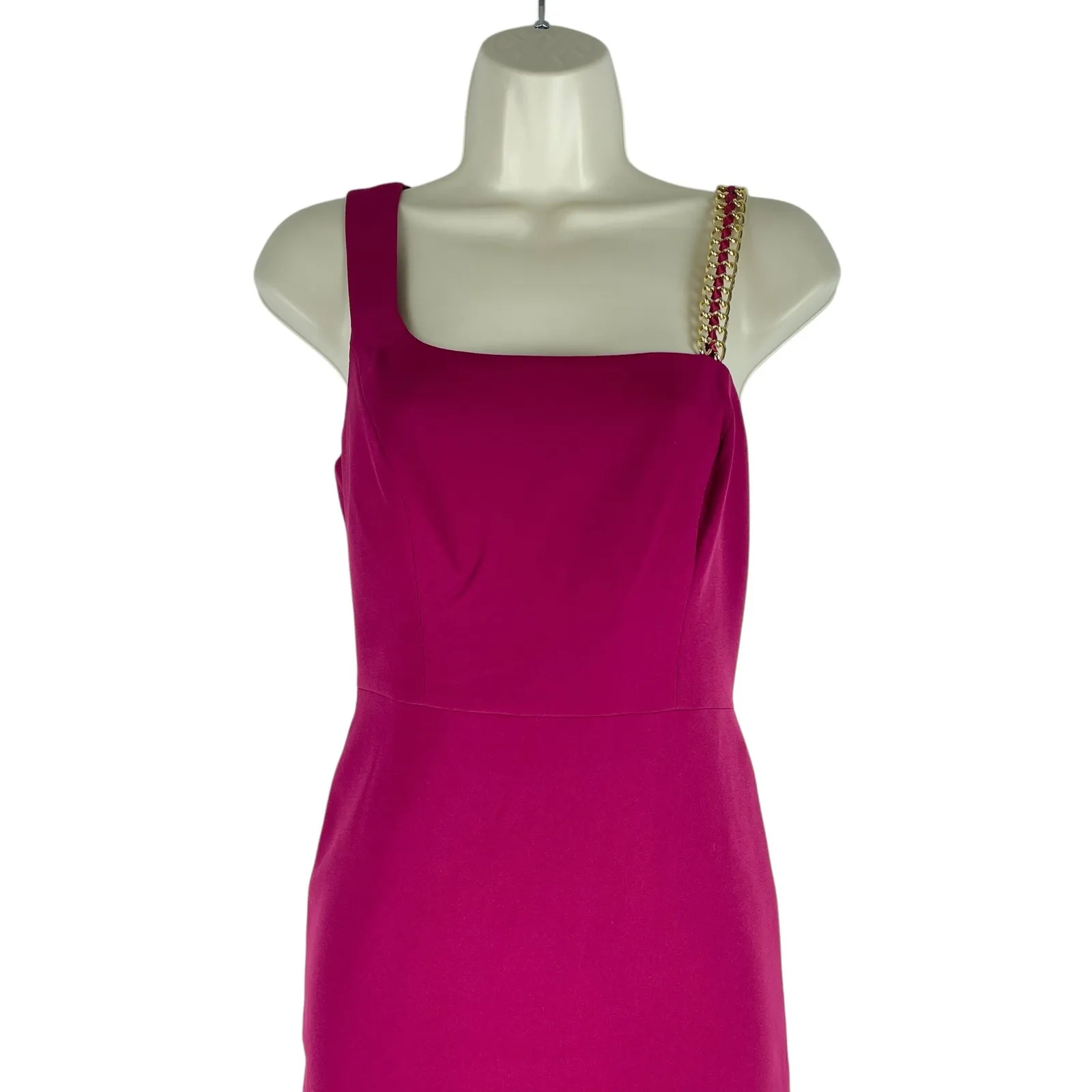 BCBGMaxAzria Gracie One Shoulder Chain Gown Column Dress Beet Size 2 - Image 5