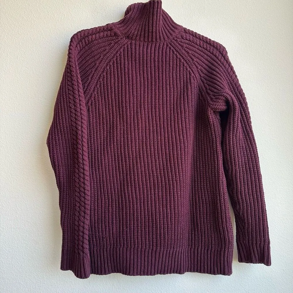 Lululemon Bring The cozy Maroon Burgundy Turtleneck Cable Knit Rip Tag Sz 4 - Image 4