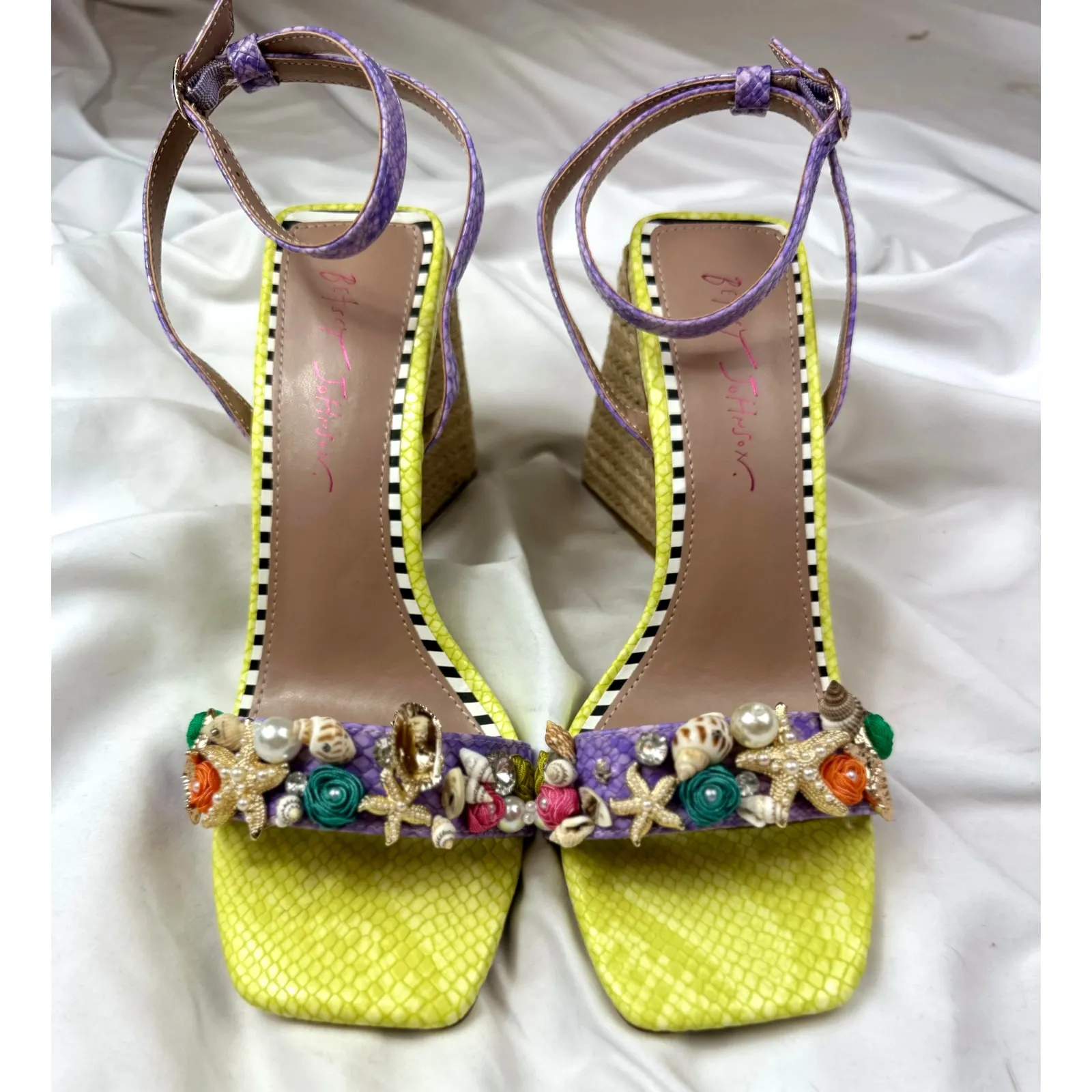 Betsey Johnson Karsyn Nautical Raffia Sandal Lime Multi 9.5 - Image 5
