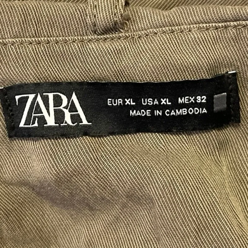 Zara Olive Green High Waisted Raw Hem Cutoff Casual Denim Jean Shorts Size XL - Image 4