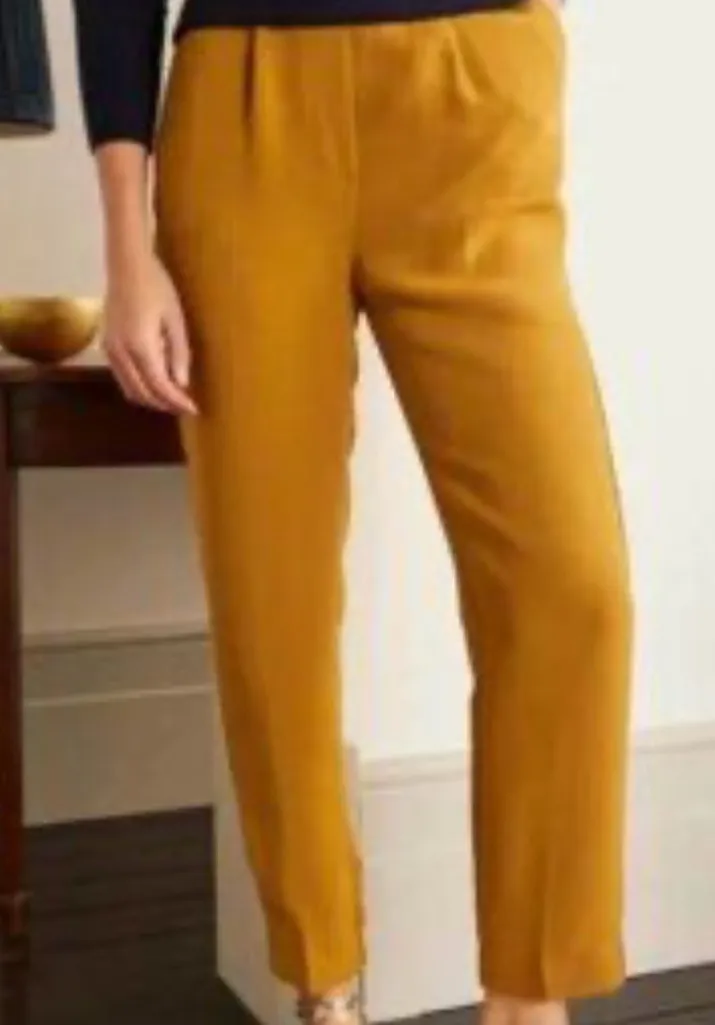 BODEN pull on elastic straight leg pants Viscose mustard Women’s SIZE 8 long Yellow - Image 1