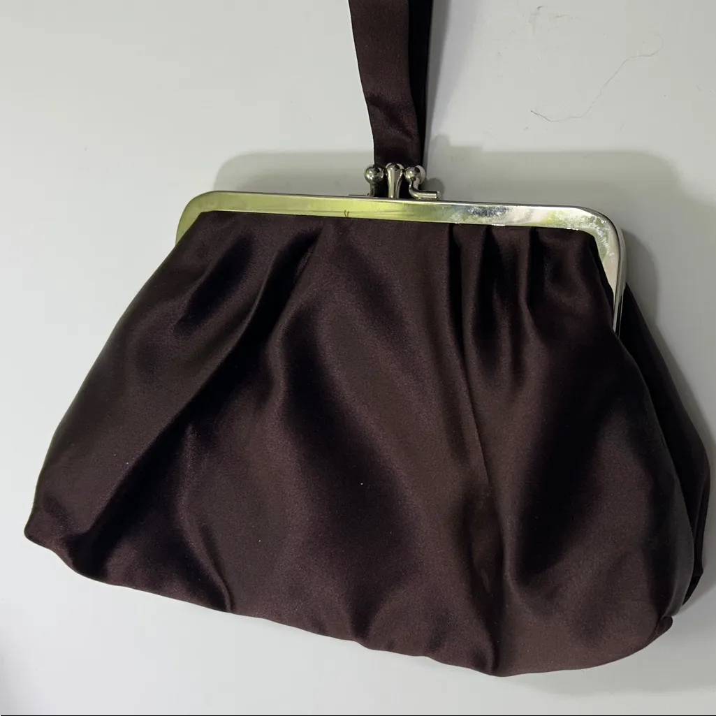 Chic Satin Brown Clutch - Image 4