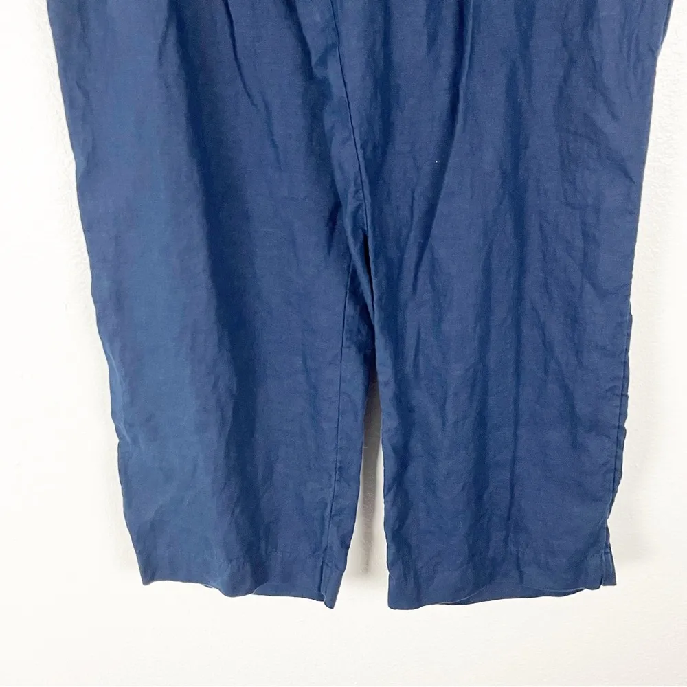 CHARTER CLUB 100% Linen Navy Blue Tie Waist High Rise Pockets Slacks, Size XXL - Image 5