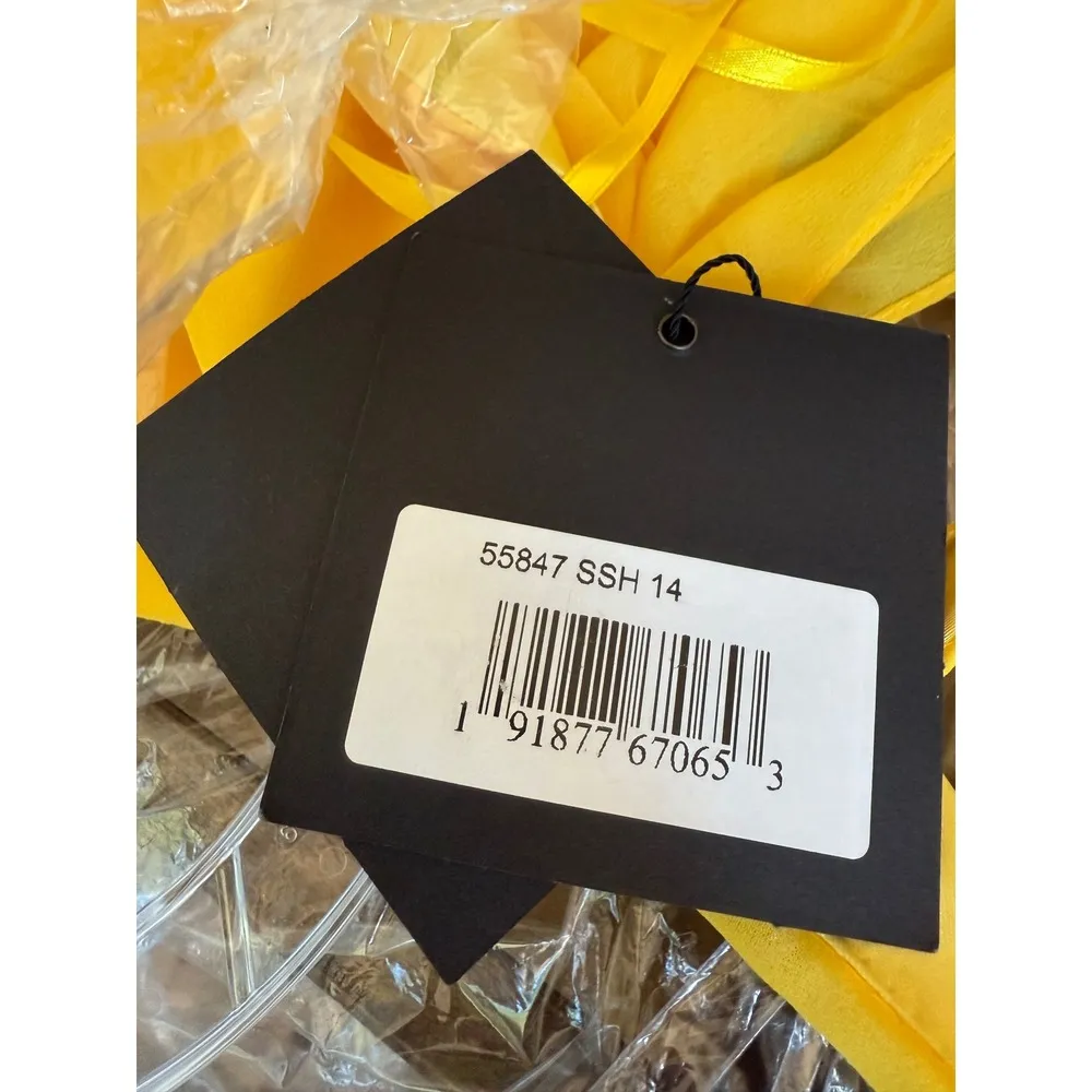 NWT Ieena Mac Duggal 55847 Asymmetrical Ruffle Hem Halter Strap Dress Sz 14 $298 - Image 5