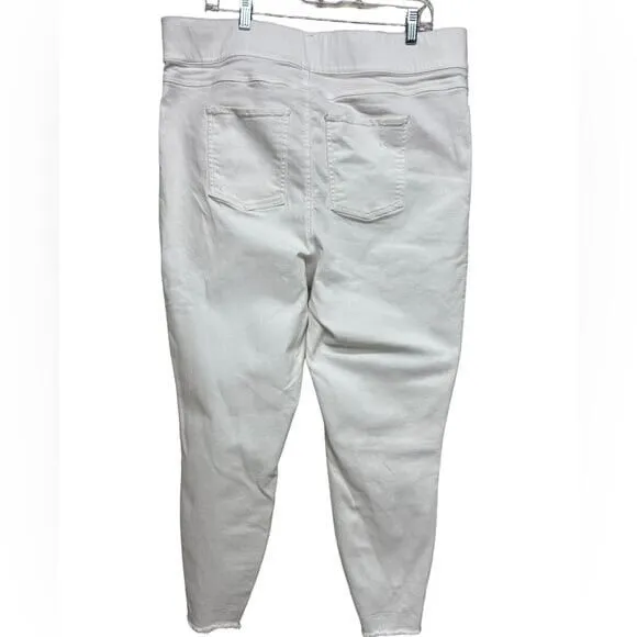 Anthropologie SPANX Distressed Frayed Hem‎ Ankle Skinny Jeans, White Size 3X - Image 5