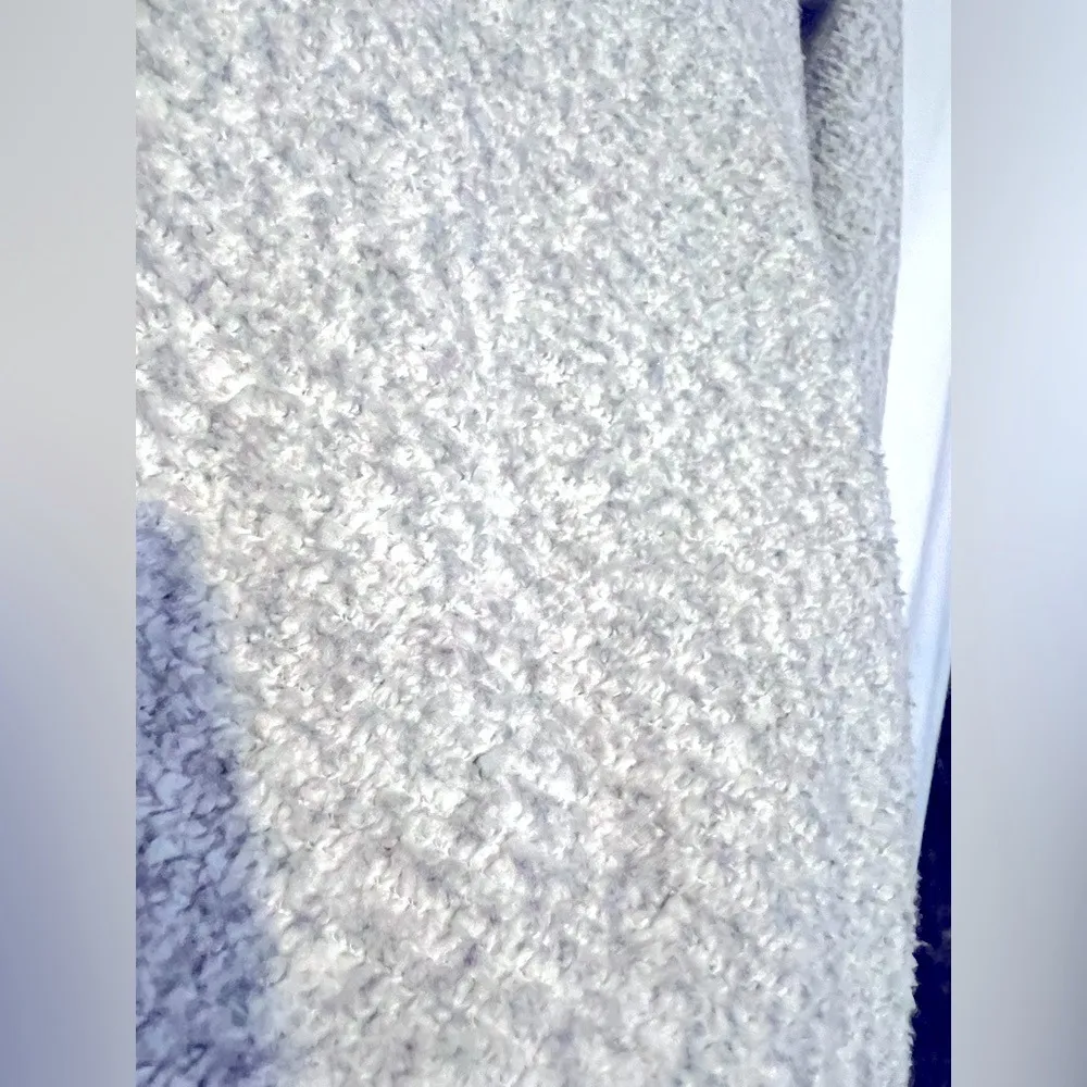 L.L. Bean Heritage Marled Fleece Shawl Collar Pullover Small Grey Cream Cozy EUC Gray - Image 8