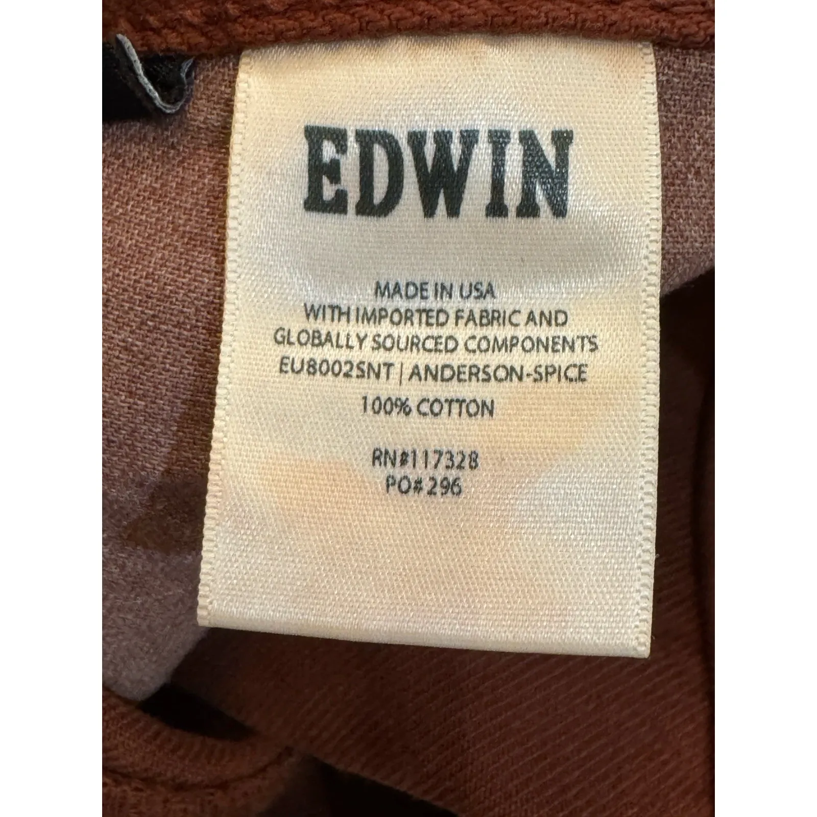 EDWIN Anderson Jeans Womens Size 26 Ankle 90's Relaxed‎ Straight Leg Spice Brown - Image 8