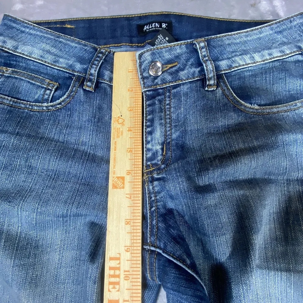 Allen B Womens Flare Jeans 10 Boot Mid rise Blue Rhinestones Boho Festival Ranch - Image 8