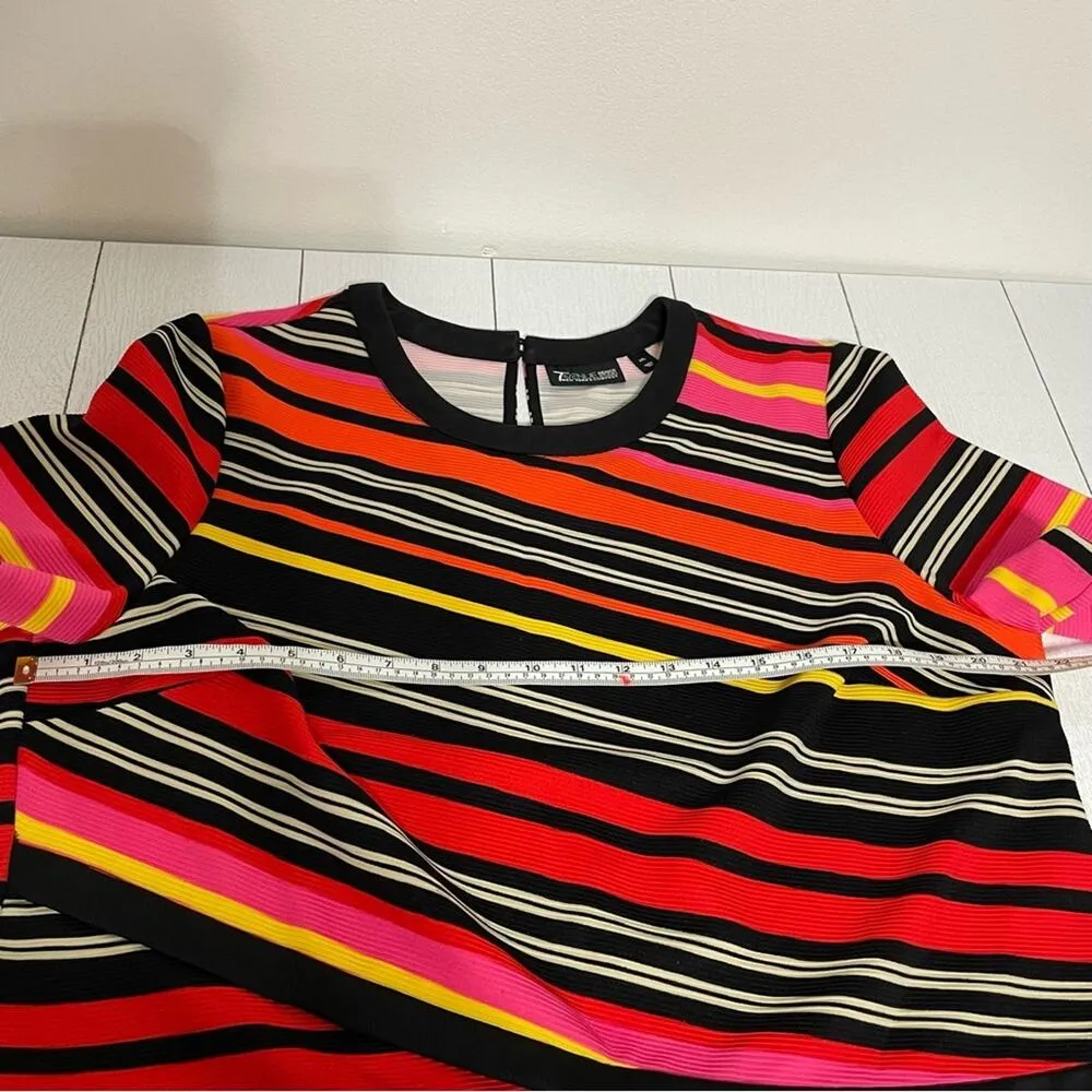 NEW YORK & COMPANY 7TH AVENUE Vibrant Striped Faux Wrap Cropped Shirt Size XXL - Image 5